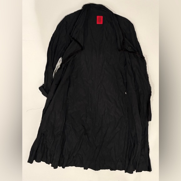 HaaT Black Long Button-Up Coat size 3 - Picture 2 of 4